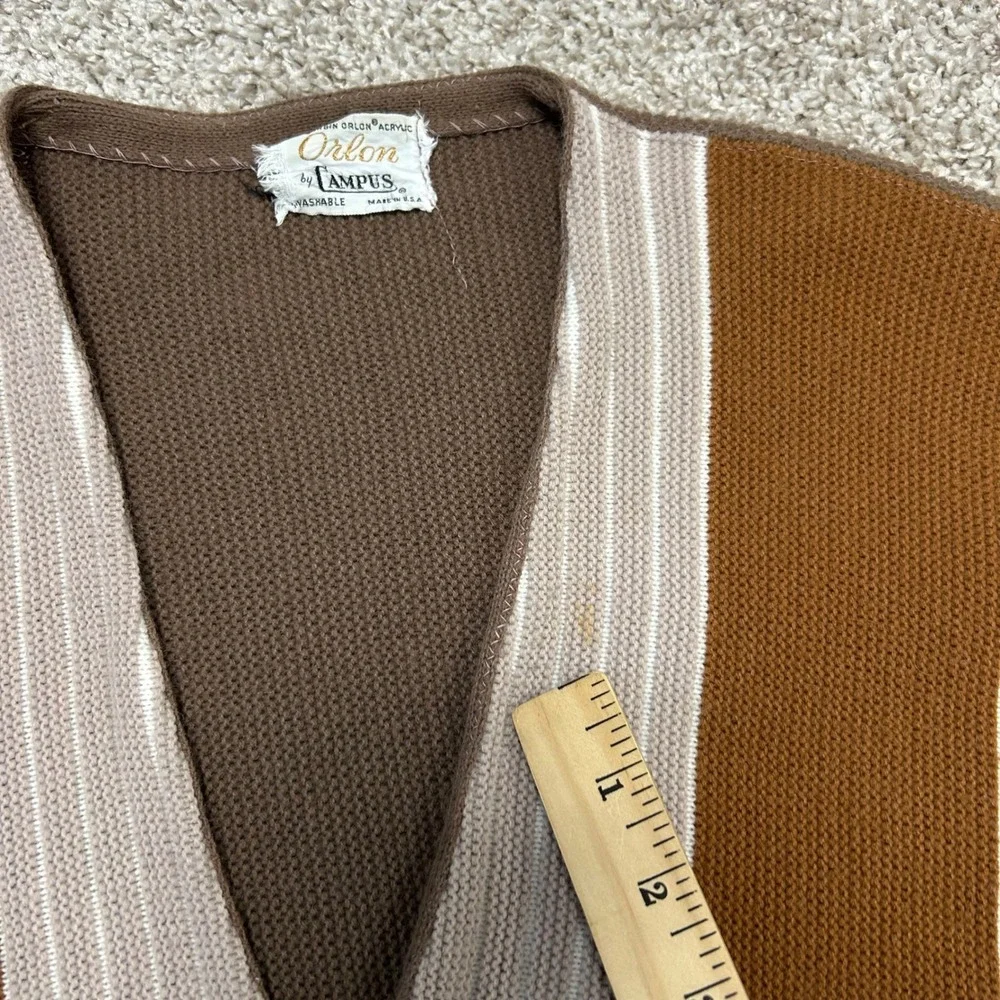 Vintage Orlon Campus Cardigan Sweater Grunge Rockabilly Striped NO SIZE (M) 60s‎